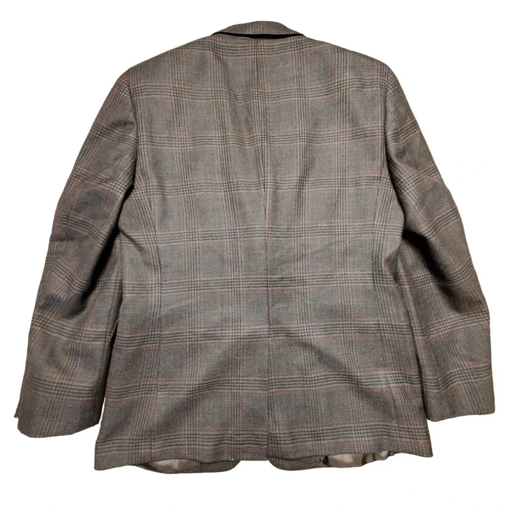 Jos. A. Bank Mens Dark Brown Plaid 100% Wool‎ Sport Coat Jacket Size 42 R